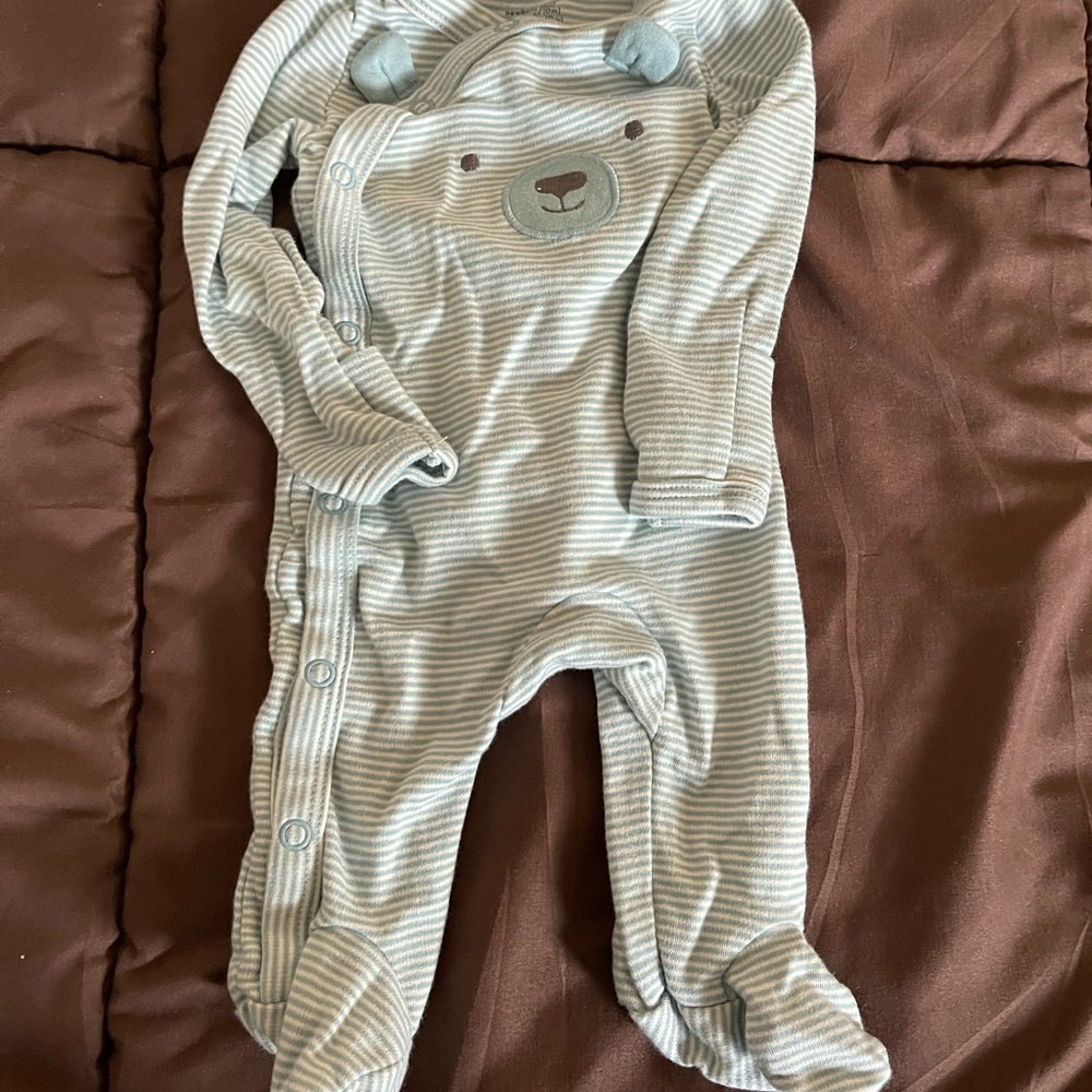 Carter's Gray Striped Bear Footie
